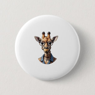 Badge Rond 5 Cm Giraffe_ Style en lunettes