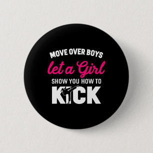 Badge Rond 5 Cm Girl Karate Funny fille Kick Boxer cadeau