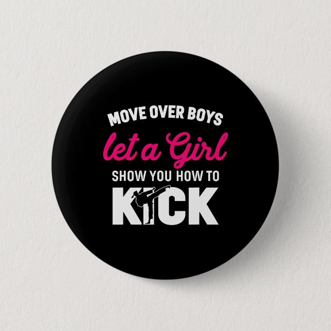 Badge Rond 5 Cm Girl Karate Funny fille Kick Boxer cadeau (Devant)