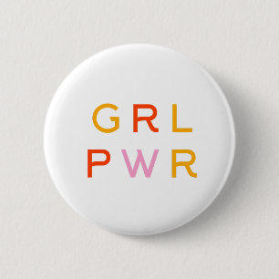 Badge Rond 5 Cm Girl Power   GRL PWR   Féministe moderne   Minimal