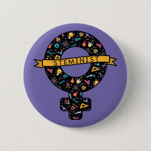 Badge Rond 5 Cm Girl Power : Symbole STEMinist