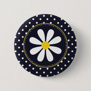 Badge Rond 5 Cm Girly Mod Daisy et Pois