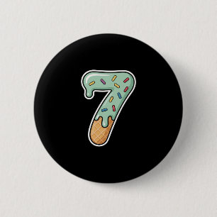 Badge Rond 5 Cm Glace numéro 7 Dégoulinante Six Sept 67 Mème 7e An