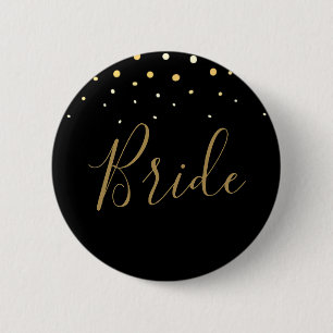Badge Rond 5 Cm Glamorous Gold Glitter Design New Years Bride