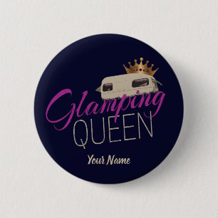 Badge Rond 5 Cm Glamping Queen Camping with vintage caravans