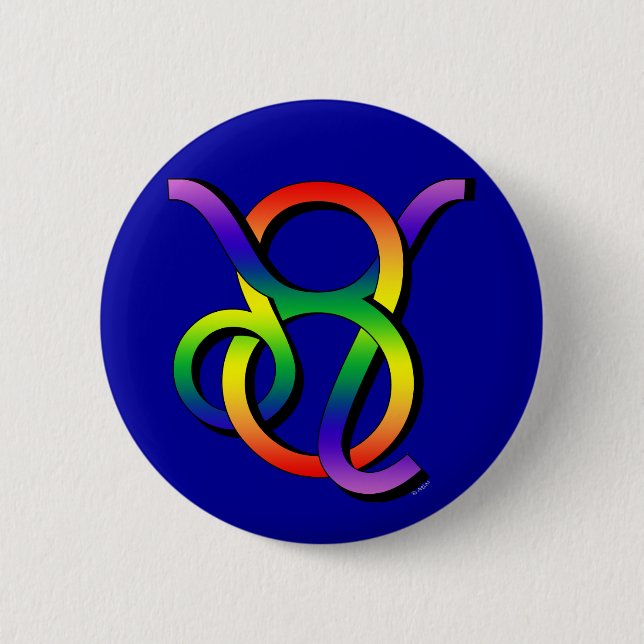 Badge Rond 5 Cm GLBT Lion et Taureau (Devant)