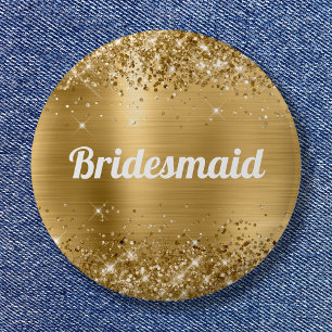 Badge Rond 5 Cm Glitter Gold Foil domestique