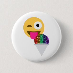 Badge Rond 5 Cm glitter wink emoji