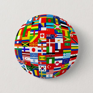 Badge Rond 5 Cm Globe de drapeau