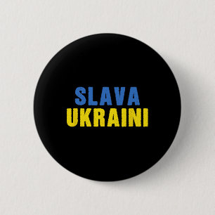 Badge Rond 5 Cm Gloire à l'Ukraine. Gloire à l'Ukraine. Bleu et Ja