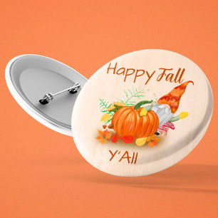 Badge Rond 5 Cm Gnome Automne Mignonne En Patch Citrouille