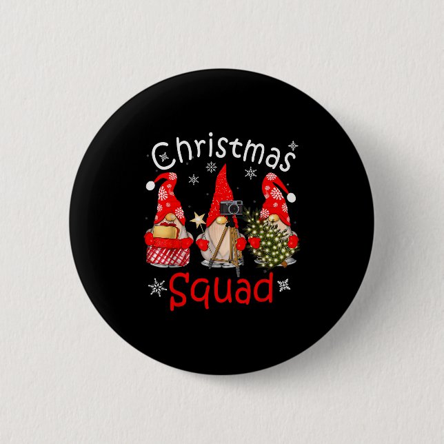 Badge Rond 5 Cm Gnome Christmas Squad Group Matching Christmas Par (Devant)