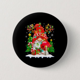 Badge Rond 5 Cm Gnome de renne drôle et éclairage de Noël Ll Bowli