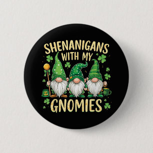 Badge Rond 5 Cm Gnome du trèfle chanceux de la Saint-Patrick