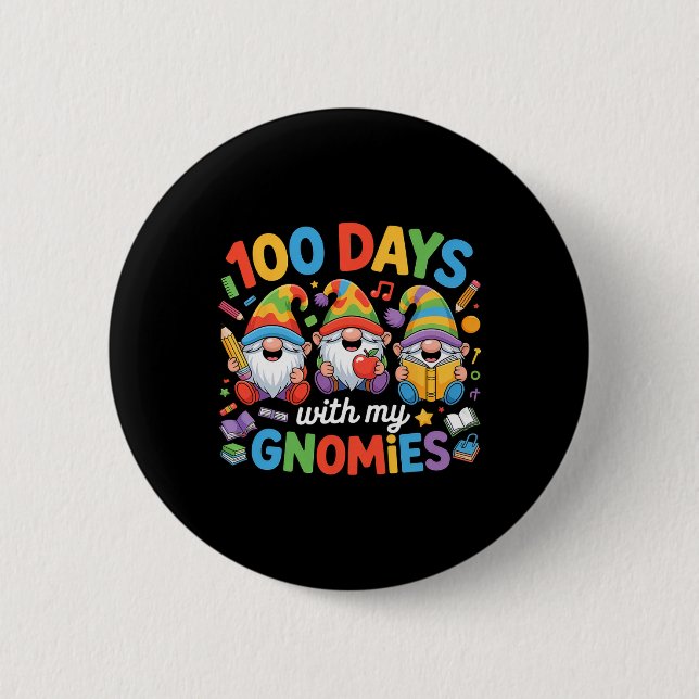 Badge Rond 5 Cm Gnome Enfants Enseignant 100 Jours D'école  (Devant)