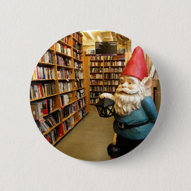 Badge Rond 5 Cm Gnome I de bibliothèque (Devant)