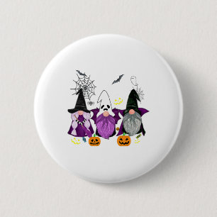 Badge Rond 5 Cm Gnomes Ghost Gnome Citrouille d'automne Halloween