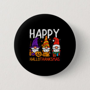 Badge Rond 5 Cm Gnomes Joyeux Hallothanksmas Halloween Thanksgivin