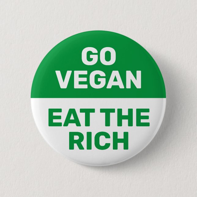 Badge Rond 5 Cm Go Vegan Eat The Rich Provocateur Climate Protesta (Devant)