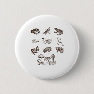 Badge Rond 5 Cm Gobelin Grenouille Académie Champignon Esthétique 