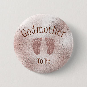 Badge Rond 5 Cm Godmère Pour Être Baby shower Rose Fille Pieds Bu