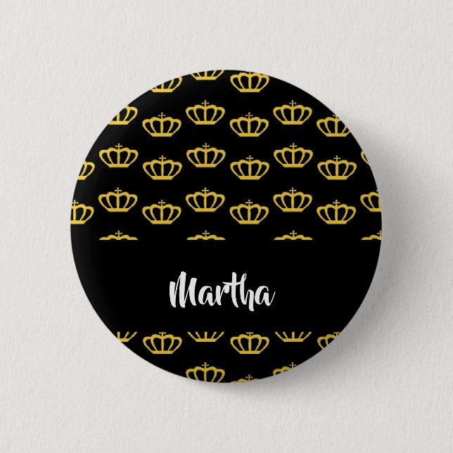 Badge Rond 5 Cm Gold crowns on black (Devant)