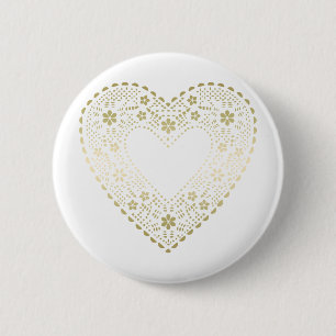 Badge Rond 5 Cm Gold Lace Heart