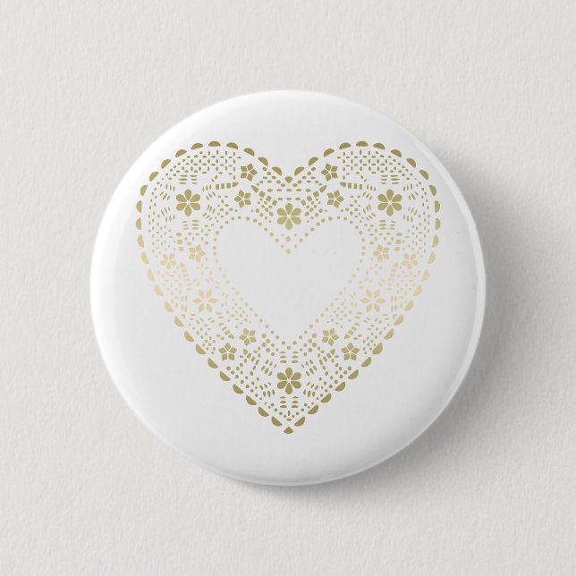 Badge Rond 5 Cm Gold Lace Heart (Devant)