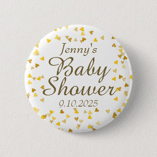 Badge Rond 5 Cm Gold Love Hearts Baby shower / Sprinkle