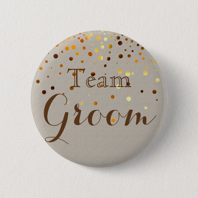 Badge Rond 5 Cm Gold Parties scintillant Faux Foil Confetti Mariag (Devant)
