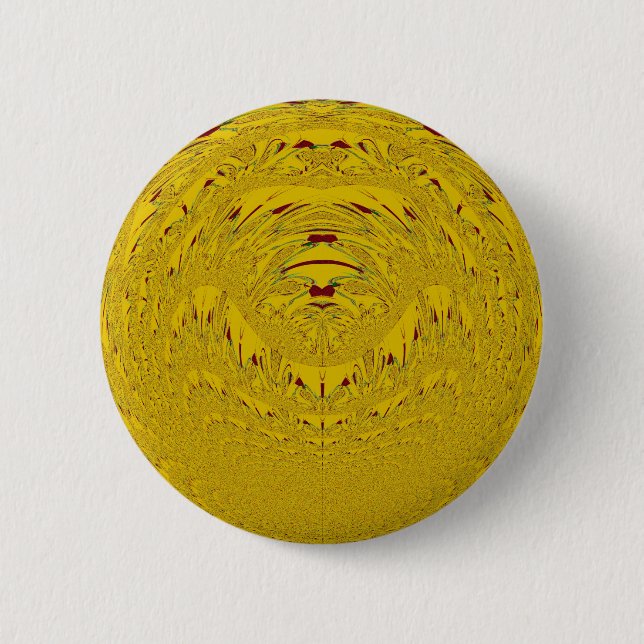 Badge Rond 5 Cm Golden Lion Head Art (Devant)