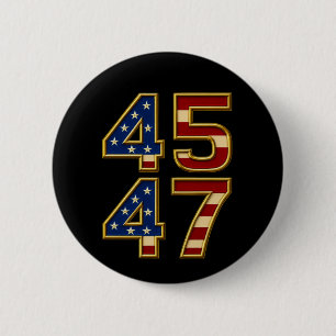 Badge Rond 5 Cm Golden Patriot Power - 45 & 47 Bold USA Button
