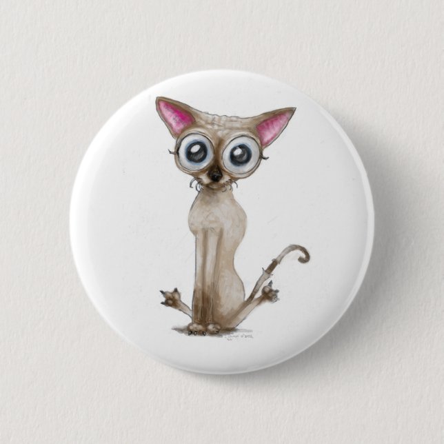 Badge Rond 5 Cm Golemn le chat (Selkirk Rex) (Devant)