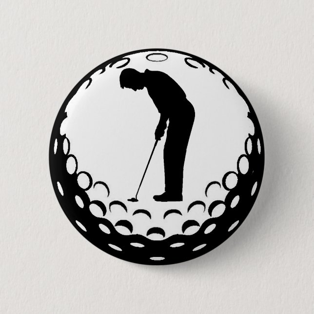 BADGE ROND 5 CM GOLF BALL ET GOLFER (Devant)