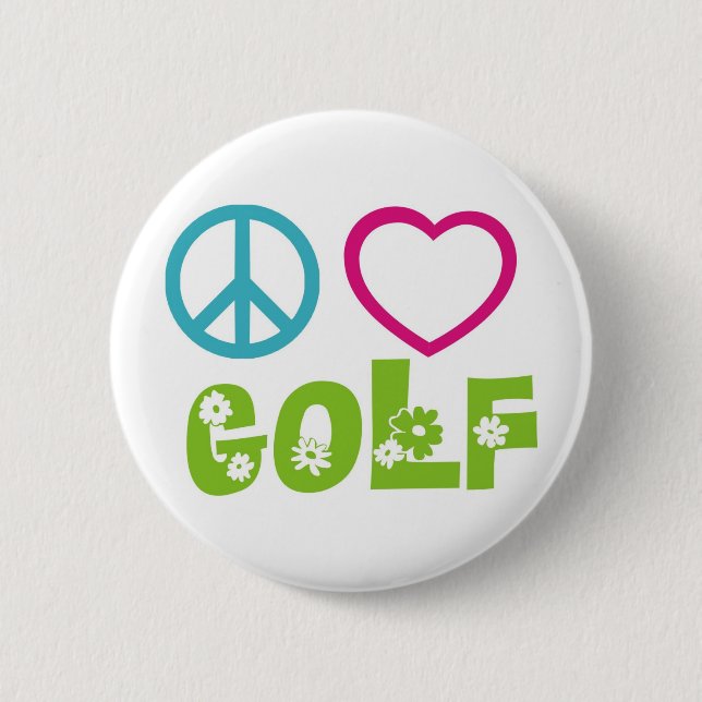 Badge Rond 5 Cm Golf d'amour de paix (Devant)