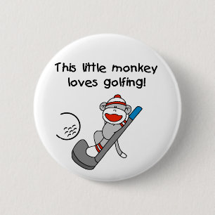 Badge Rond 5 Cm Golf de singe de chaussette