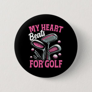 Badge Rond 5 Cm Golf drôle pour femme golfeuse - Mon cœur bat pour