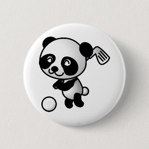 Badge Rond 5 Cm Golf Jouer Panda