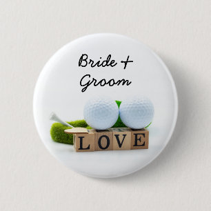 Badge Rond 5 Cm Golf mariage marié marié avec amour
