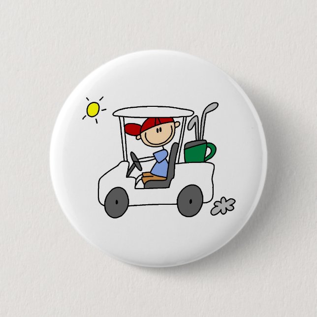 Badge Rond 5 Cm Golfeur dans le chariot de golf (Devant)