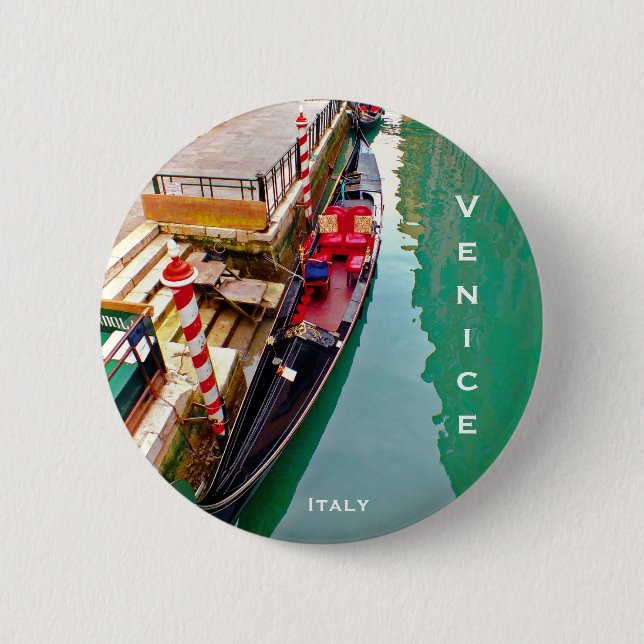 Badge Rond 5 Cm Gondola Boat - Venise, Italie (Devant)