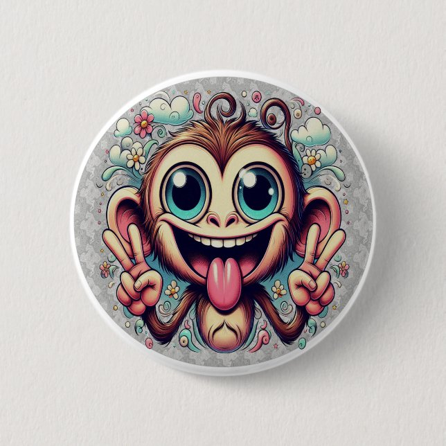 Badge Rond 5 Cm Goofy Peace Monkey Button (Devant)
