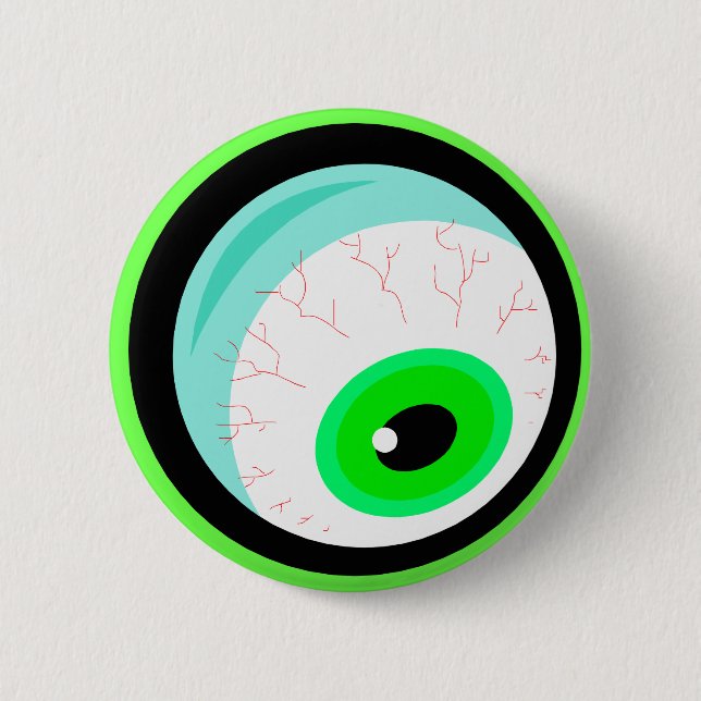 Badge Rond 5 Cm Googly Bug Eye Design (Devant)