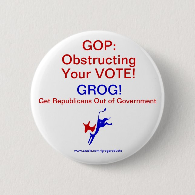 Badge Rond 5 Cm GOP obstruant le vote ! Pin/bouton (Devant)
