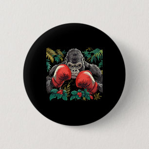 Badge Rond 5 Cm Gorille de boxe avec gants de boxe Kickboxing Drôl
