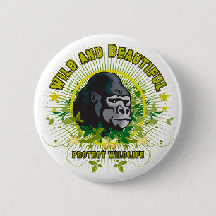 Badge Rond 5 Cm Gorille sauvage et beau
