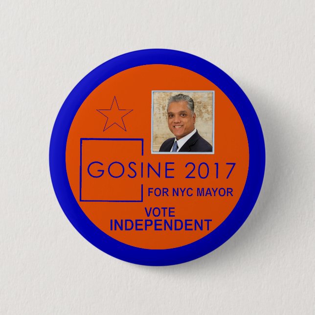 Badge Rond 5 Cm Gosine pour le maire de New York 2017 (Devant)