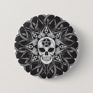 Badge Rond 5 Cm Goth Skull