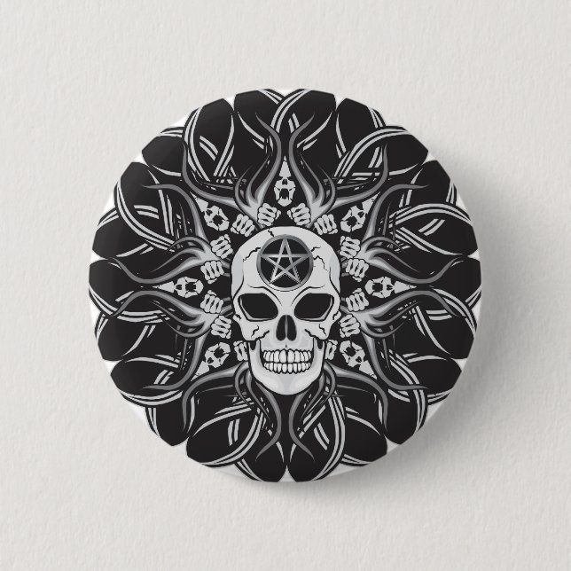 Badge Rond 5 Cm Goth Skull (Devant)