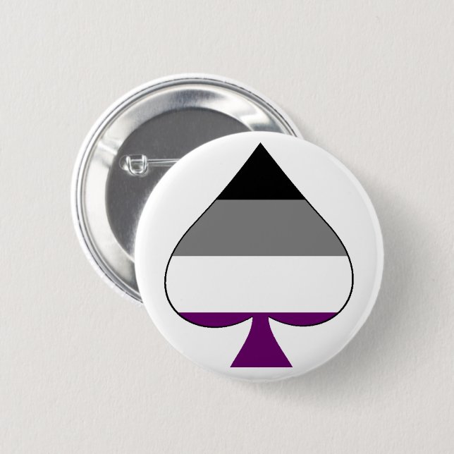 Badge Rond 5 Cm Goupille asexuelle de fierté de "as de pique" - (Devant & derrière)